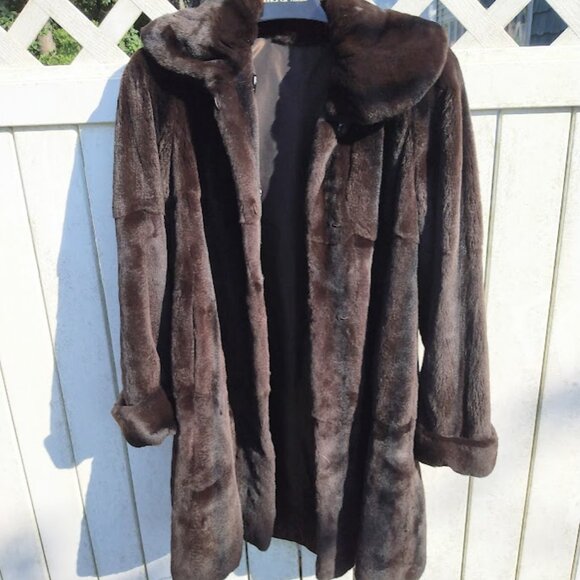 Vintage Maximilian Mink Coat Dark Brown Fur Size Small Midi Length Old Money - Picture 1 of 16